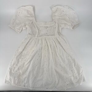 ASOS Short sleeve Woman's mini babydoll dress White Size 8 Eyelet Lined Cotton